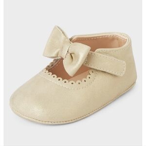 Baby Girls Metallic Bow Ballet Flats - metallic